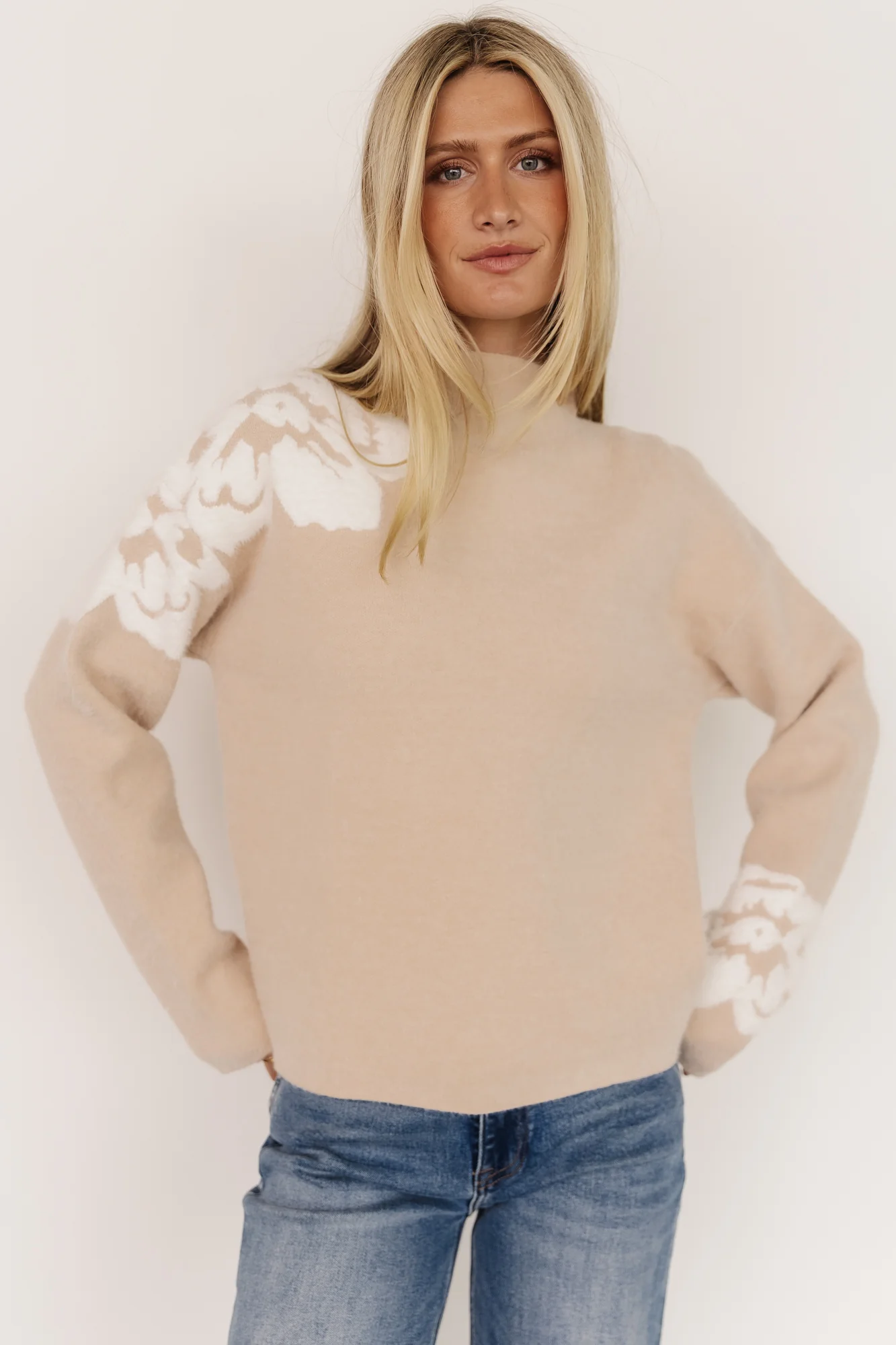 Oda Floral Sweater | Natural + Off White