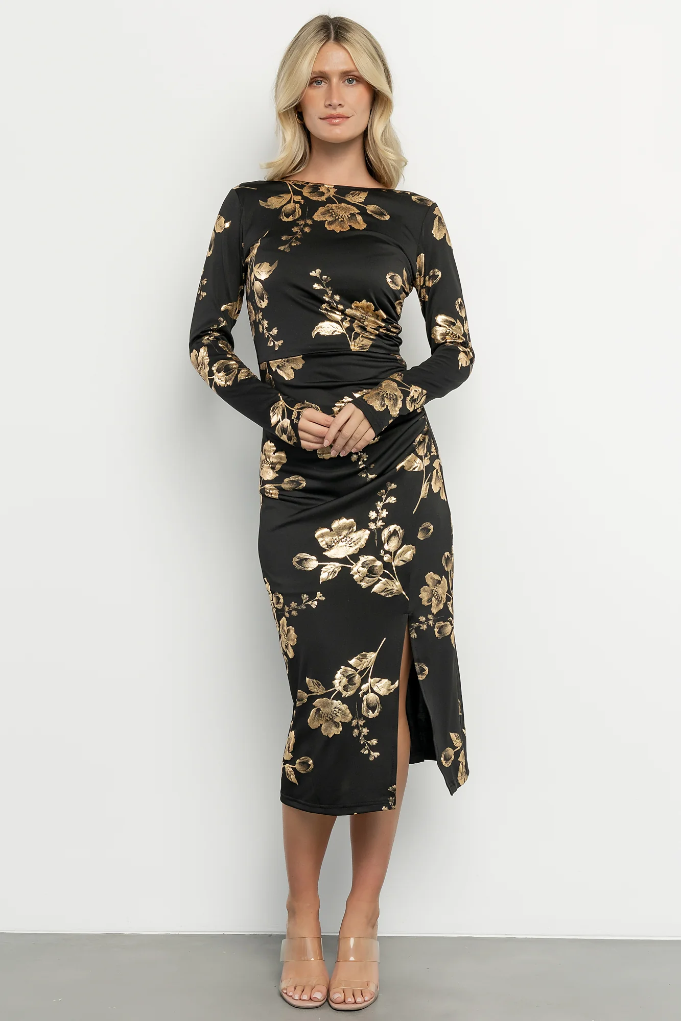 Valeria Midi Dress | Black + Gold