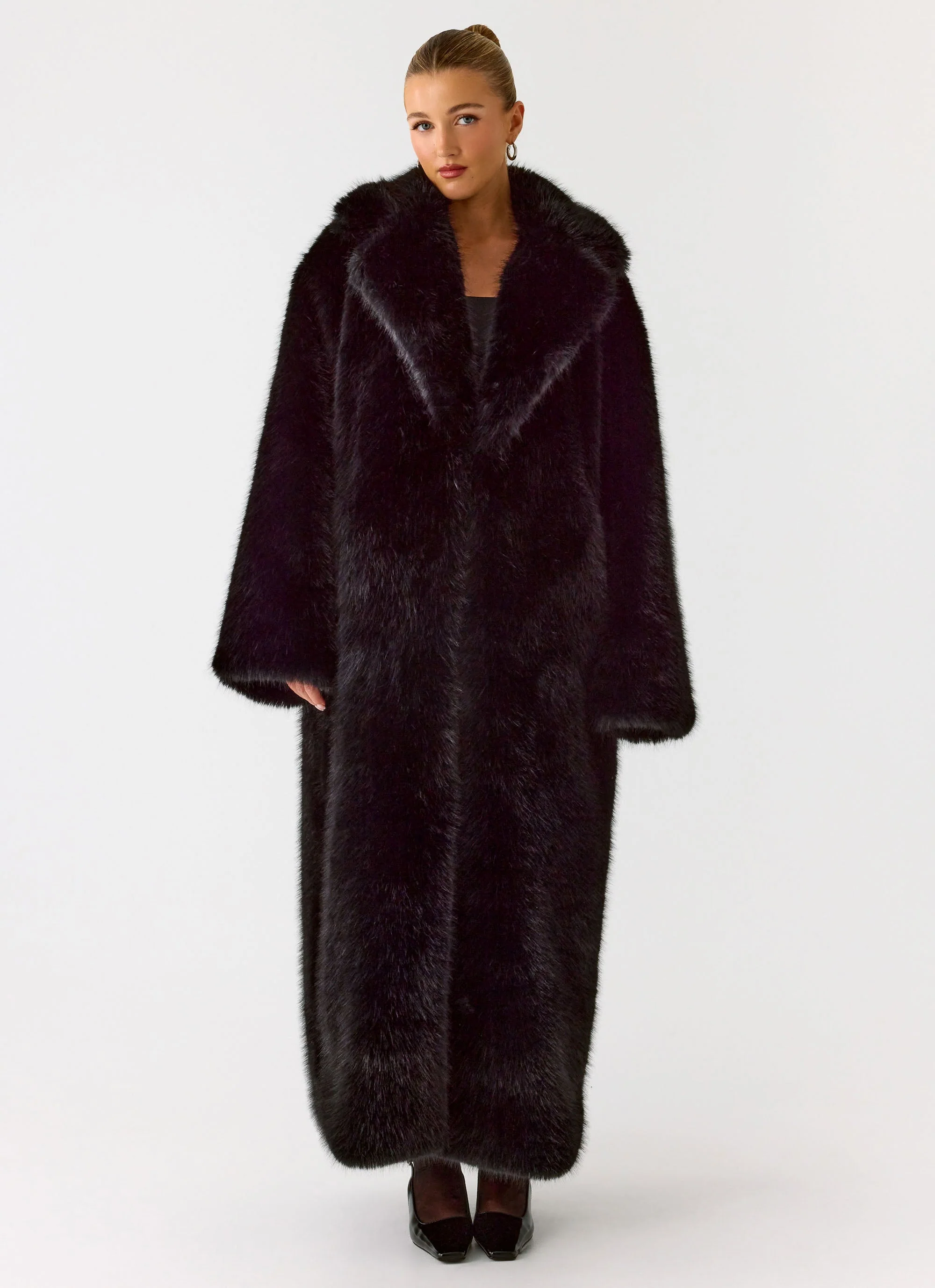 Kamil Faux Fur Maxi Coat - Black