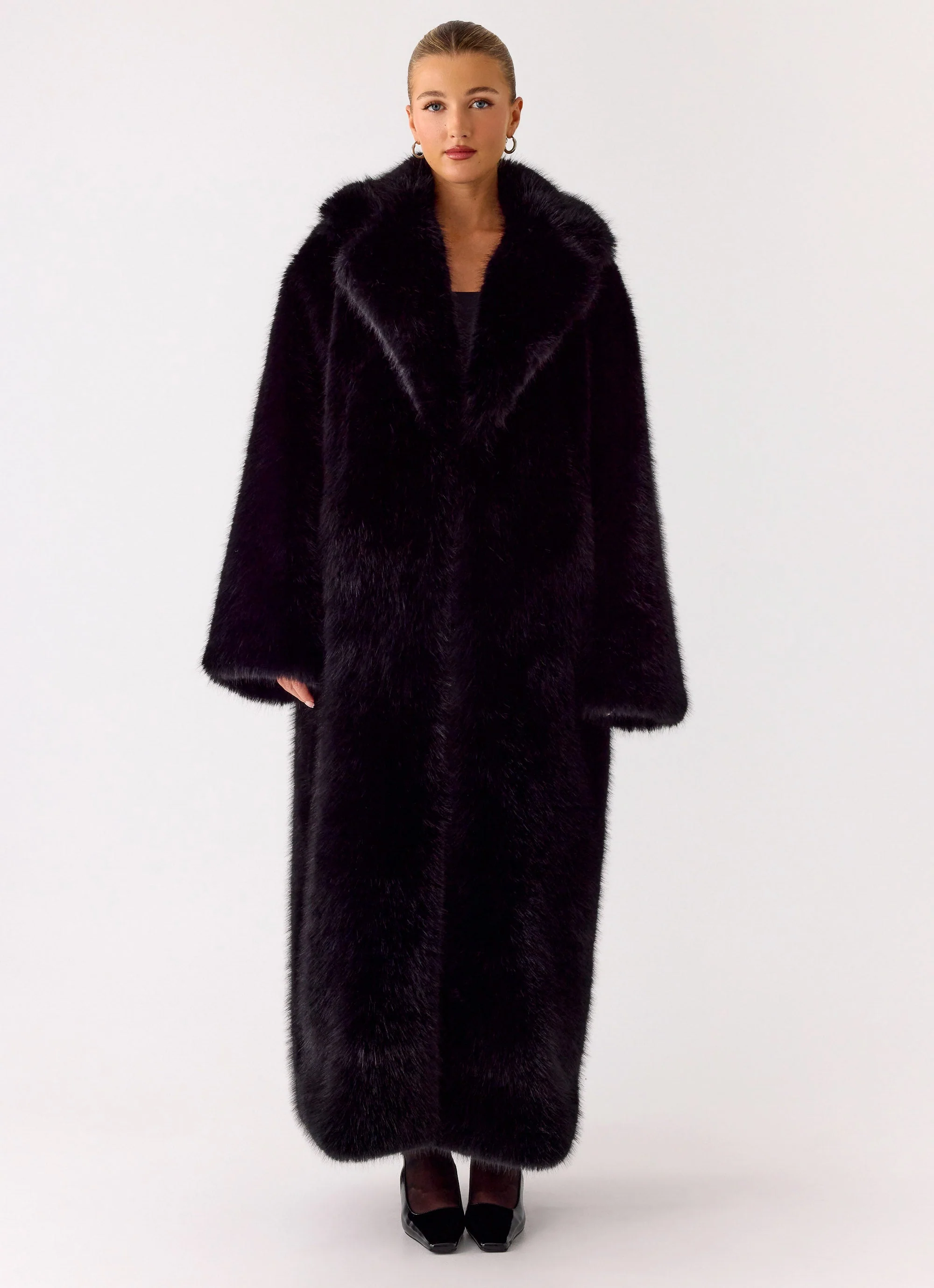 Kamil Faux Fur Maxi Coat - Black