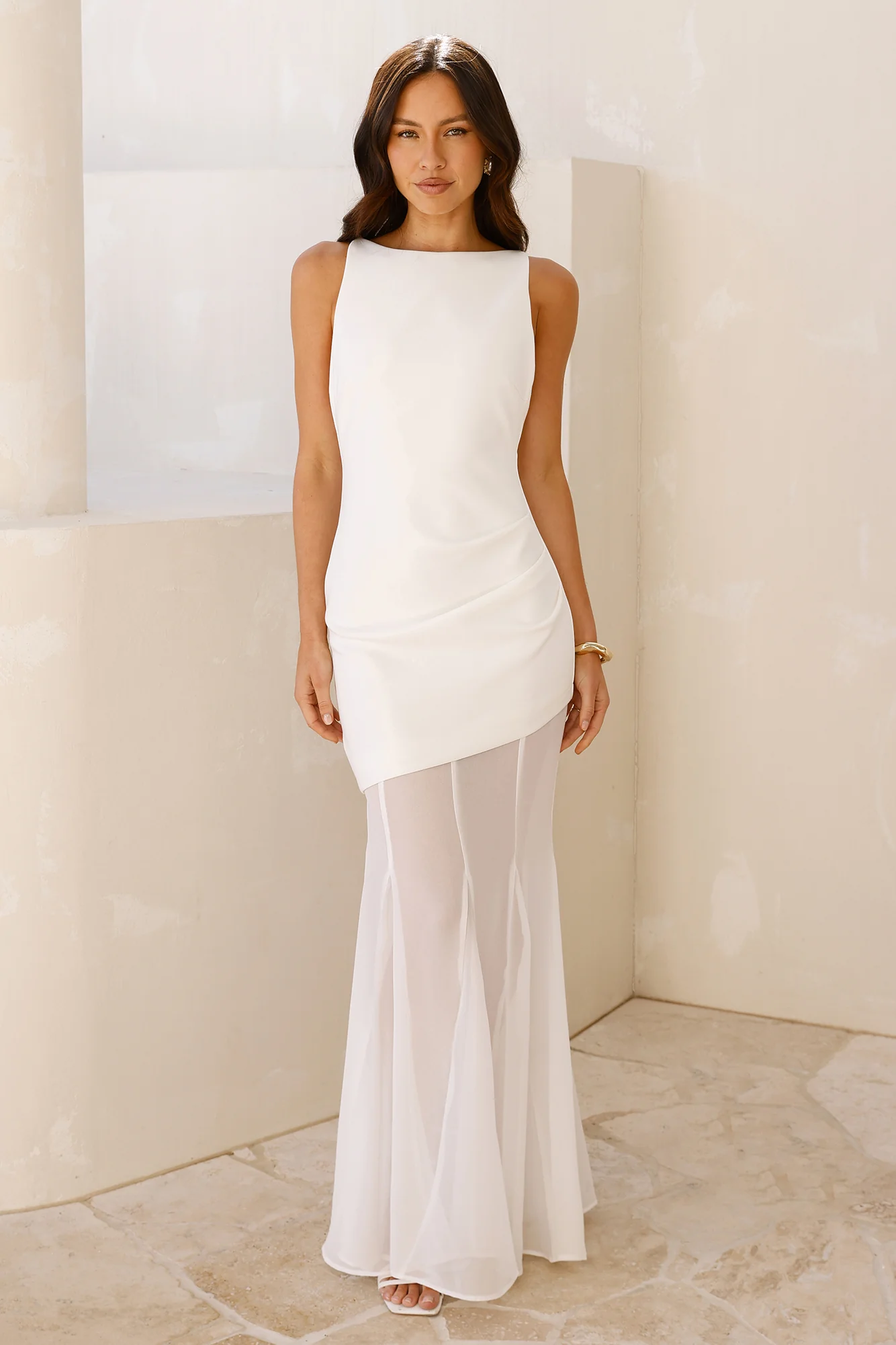 Modern Art Maxi Dress White