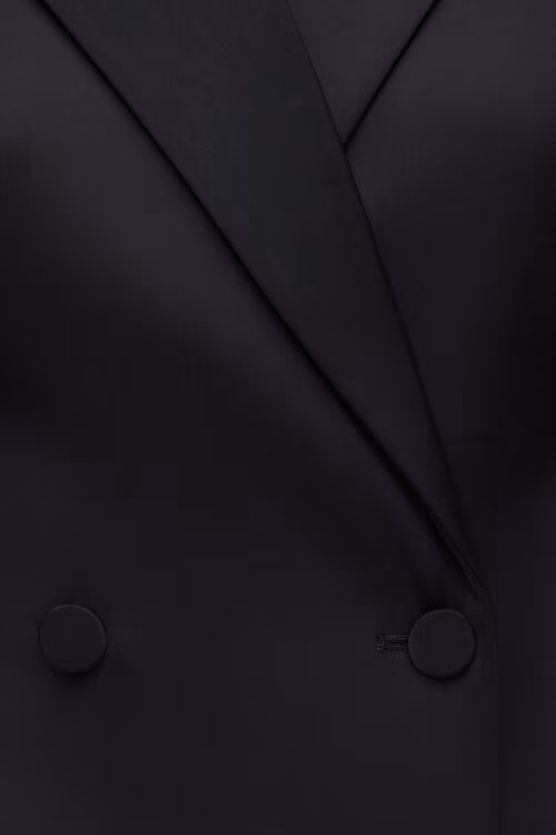 Chrishelle Satin Blazer Romper Mini Dress-Jet Black