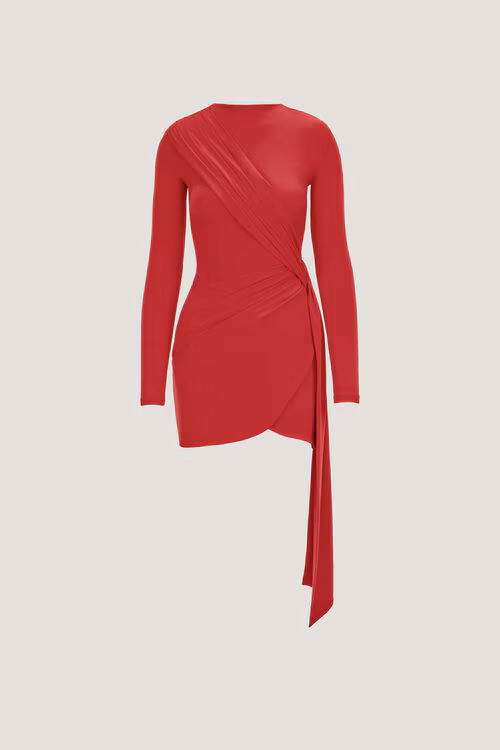 Sculpt Front Drape Mini Dress