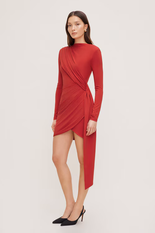 Sculpt Front Drape Mini Dress