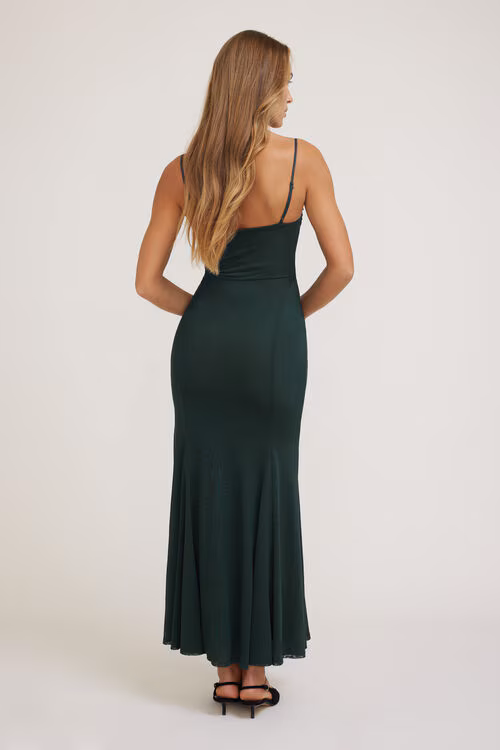 Monet Mesh Maxi Dress-Scarab Green