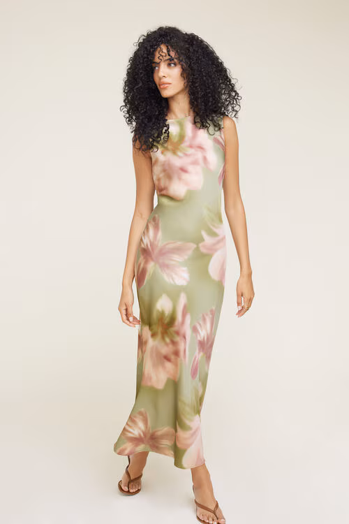 Liora Satin Maxi Slip Dress-Pink Fern