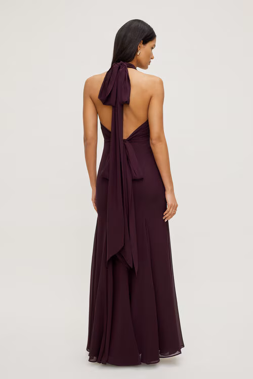 Plunging Flared Maxi Dress