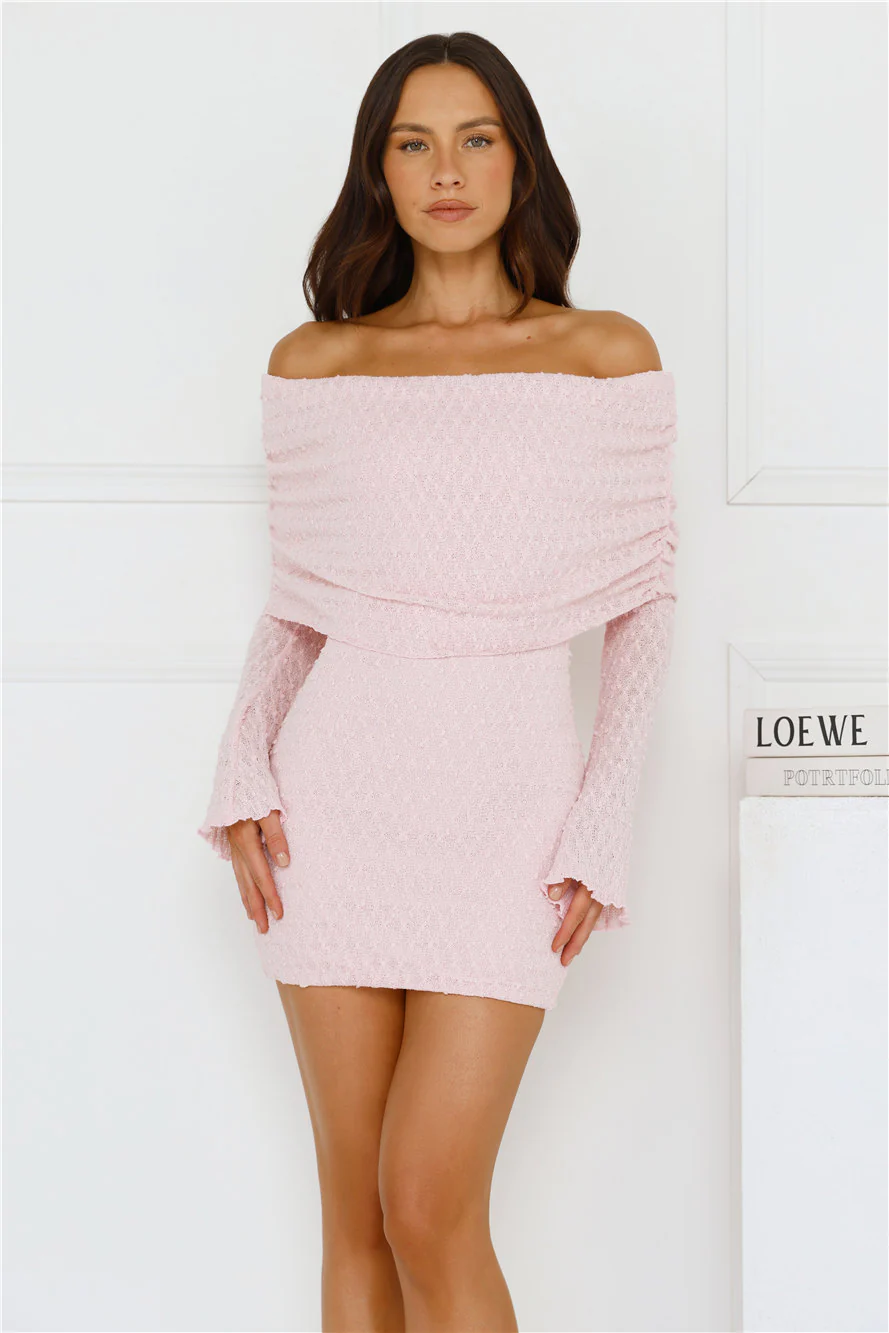 Stay Pretty Off Shoulder Mini Dress Pink