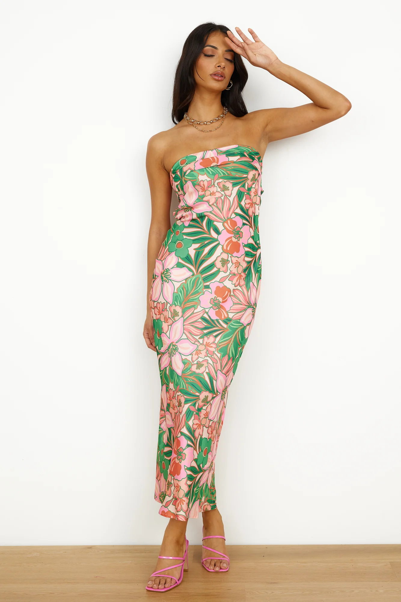 Highway To Heaven Maxi Dress Pink Green