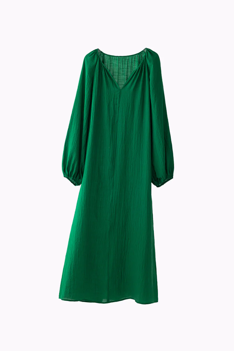 Green Lantern-Sleeve V-Neck Maxi Dress - HBQMJX