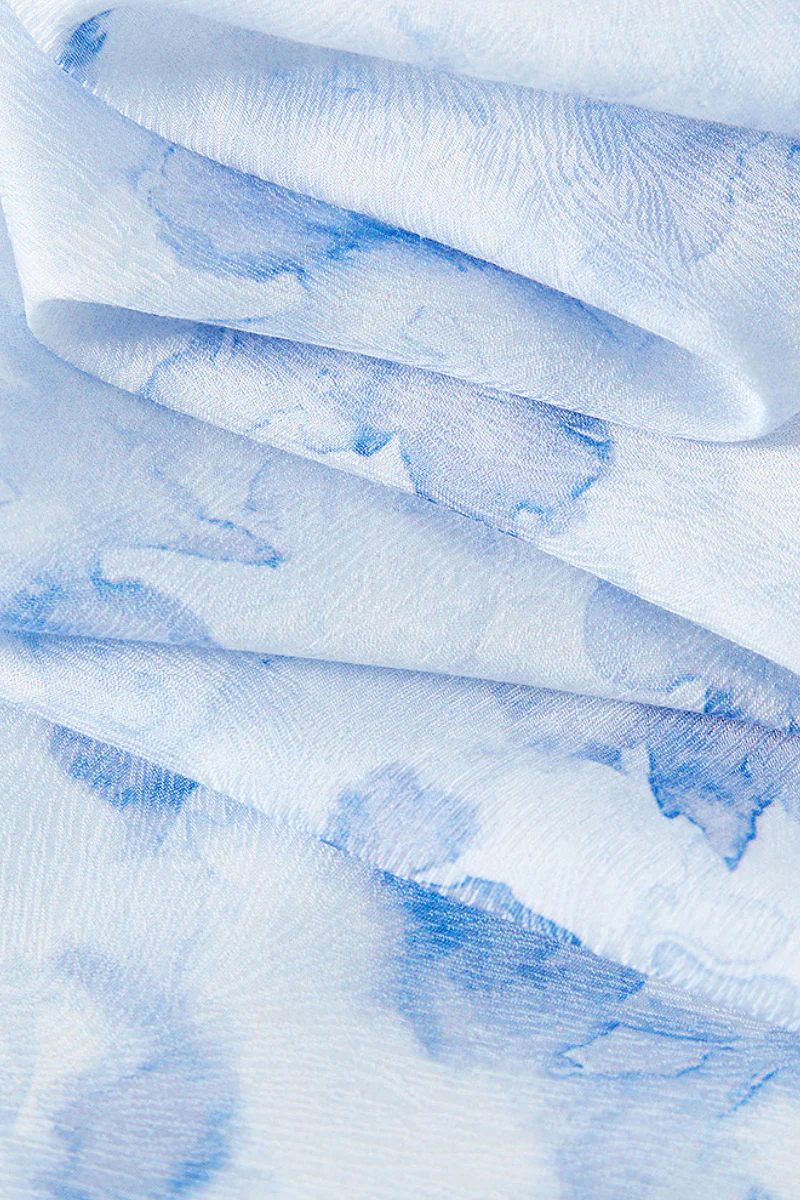 Blue Floral V-Neck Spaghetti-Strap Midi Dress - HBQMJX