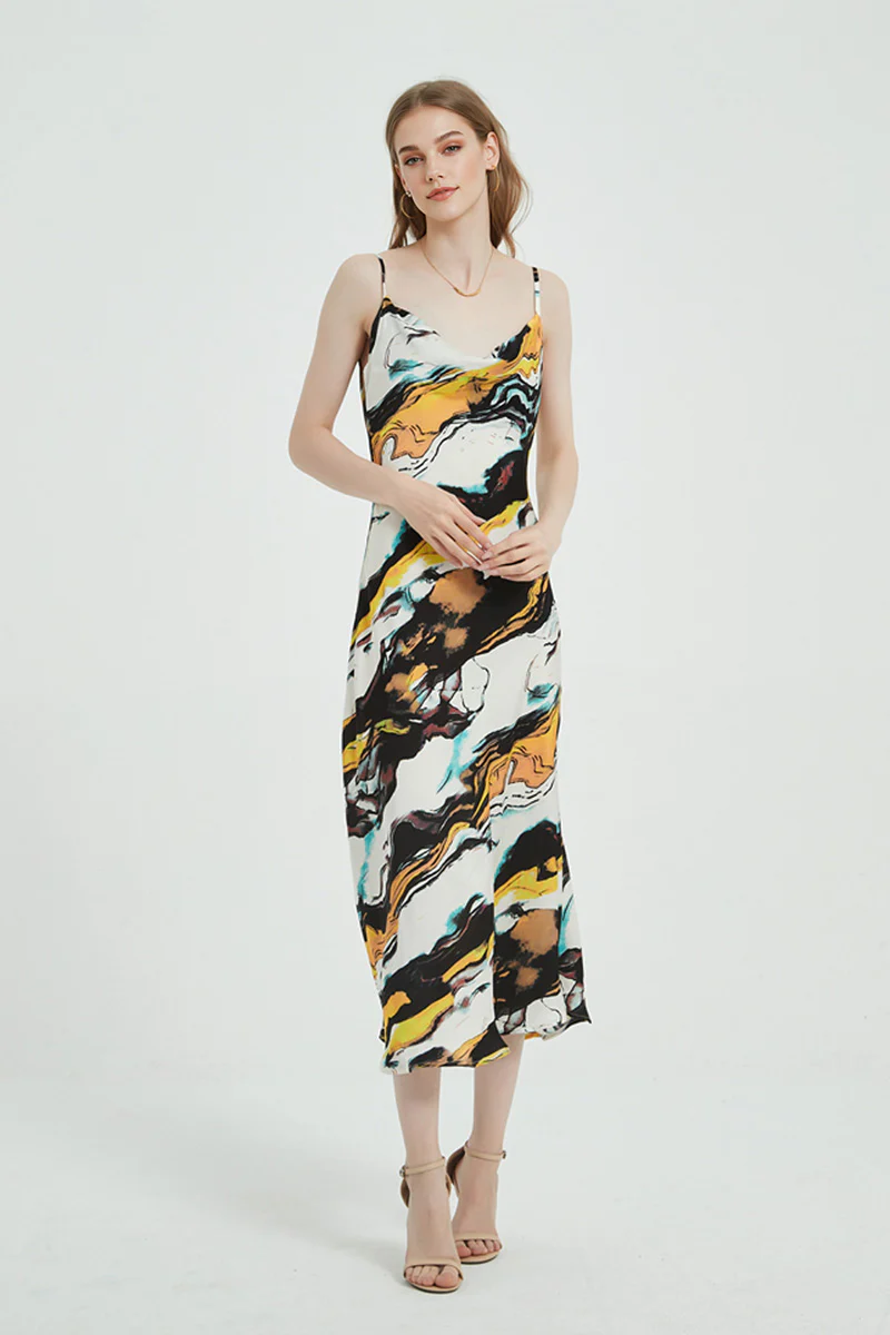 Floral Cowl-Neck Midi Slip Dress in Triacetate-Blend - HBQMJX