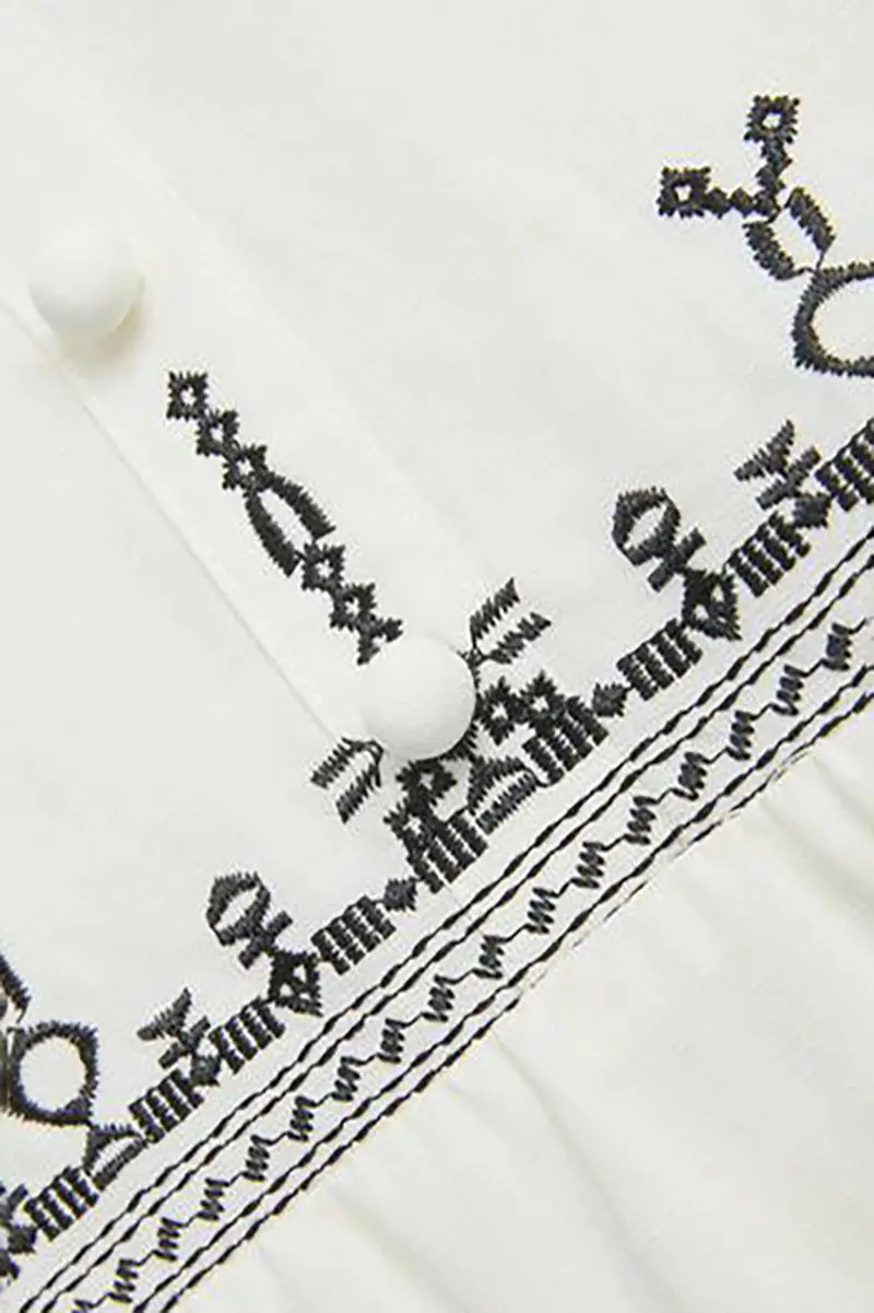 White Tiered Embroidered Spaghetti-Strap Midi Dress - HBQMJX