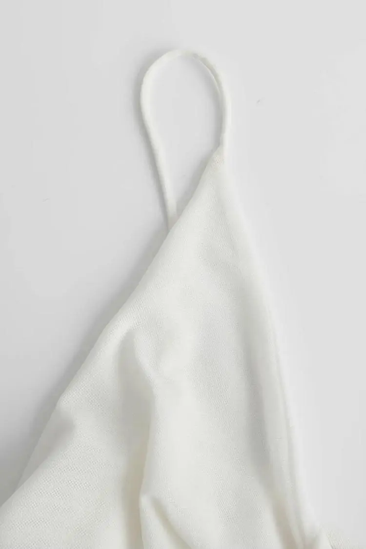 Tencel White Slip Maxi Dress with Front Twist - HBQMJX