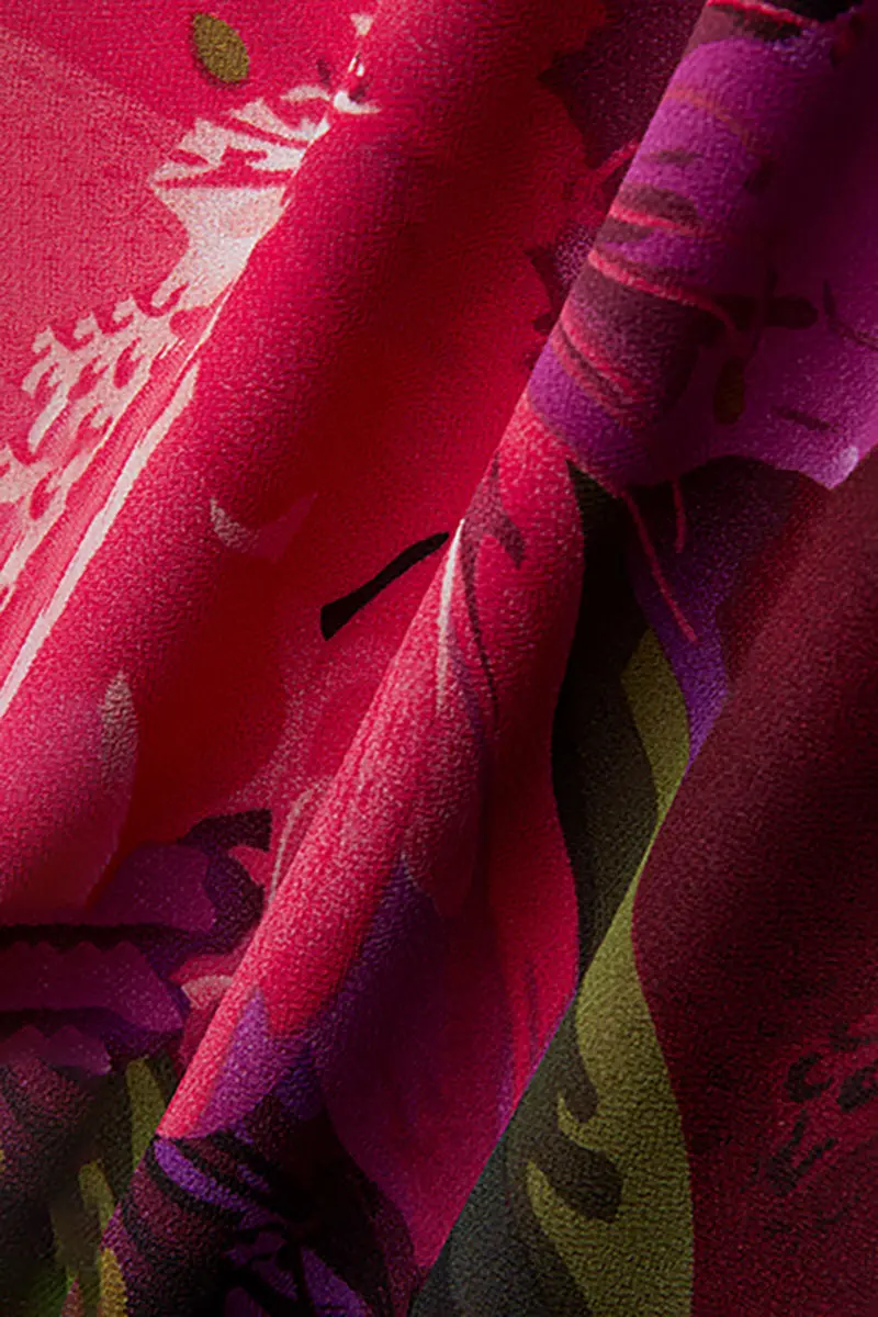 Chiffon Floral Cowl-Neck Midi Slip Dress in Purple - HBQMJX