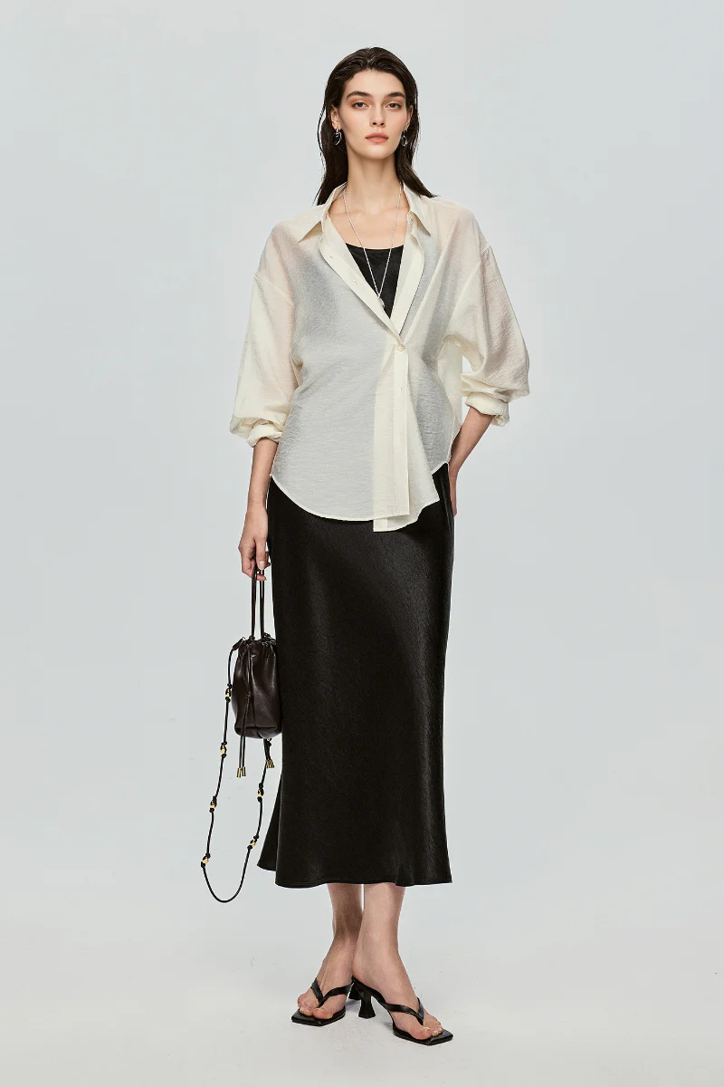 Black Bias Cut Satin Slip Midi Dress - HBQMJX