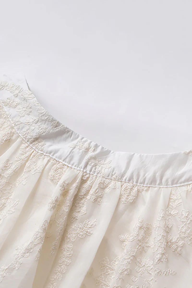 Ivory Embroidered Halter-Neck Tiered Midi Dress with Lace Hem - HBQMJX