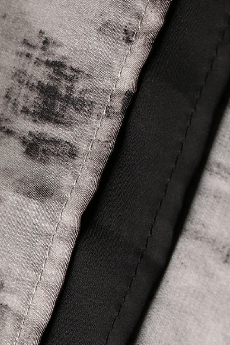 Fit & Flare Long-Sleeve Midi Dress with Lace Patchwork - HBQMJX