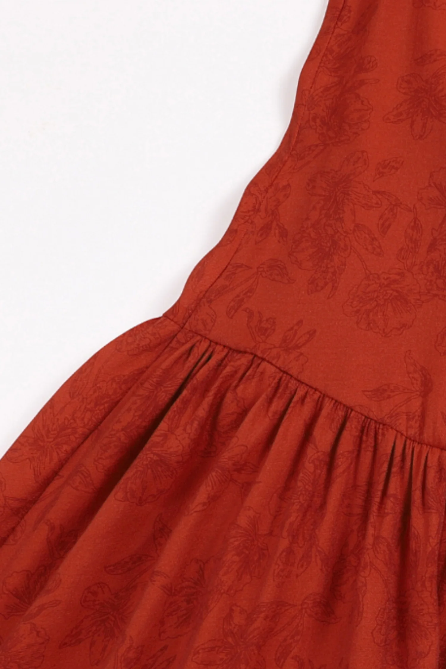 Red Asymmetrical Tiered Sleeveless Maxi Dress with Floral Print - HBQMJX