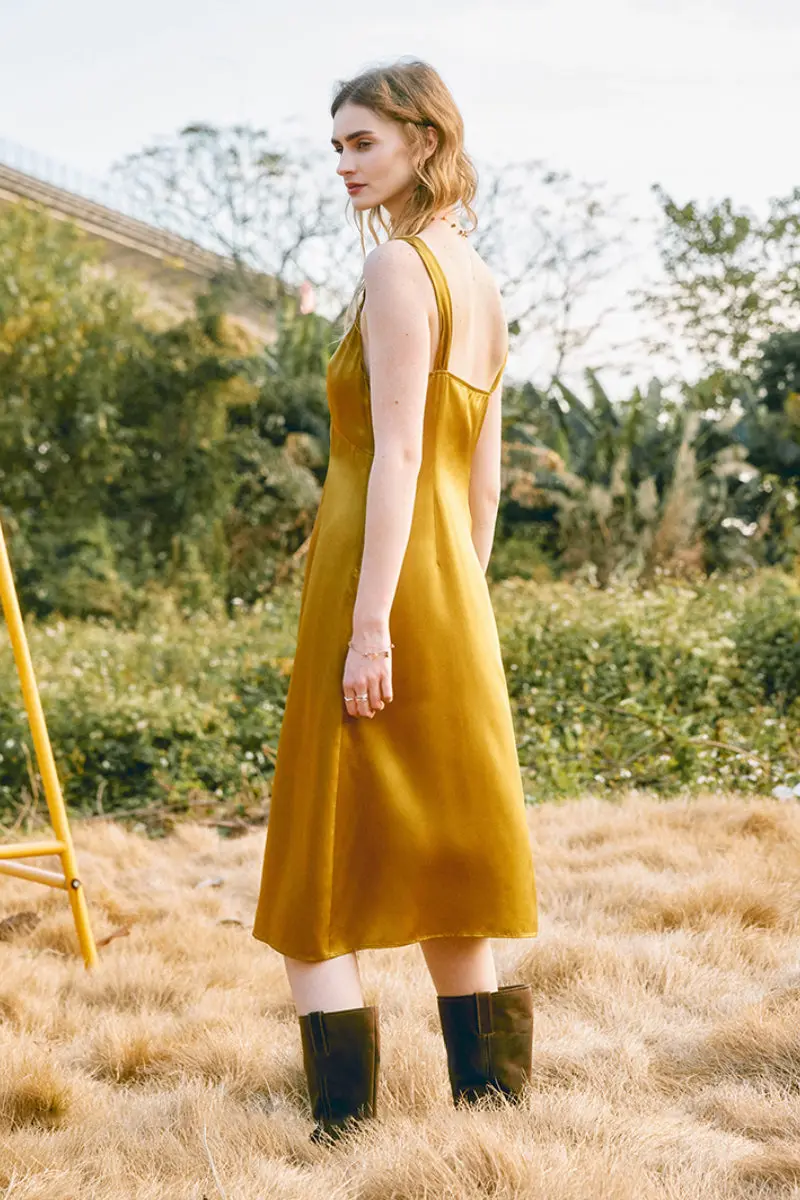 French-Inspired 19 MM Silk Crepe-Back Sleeveless Midi Dress - HBQMJX