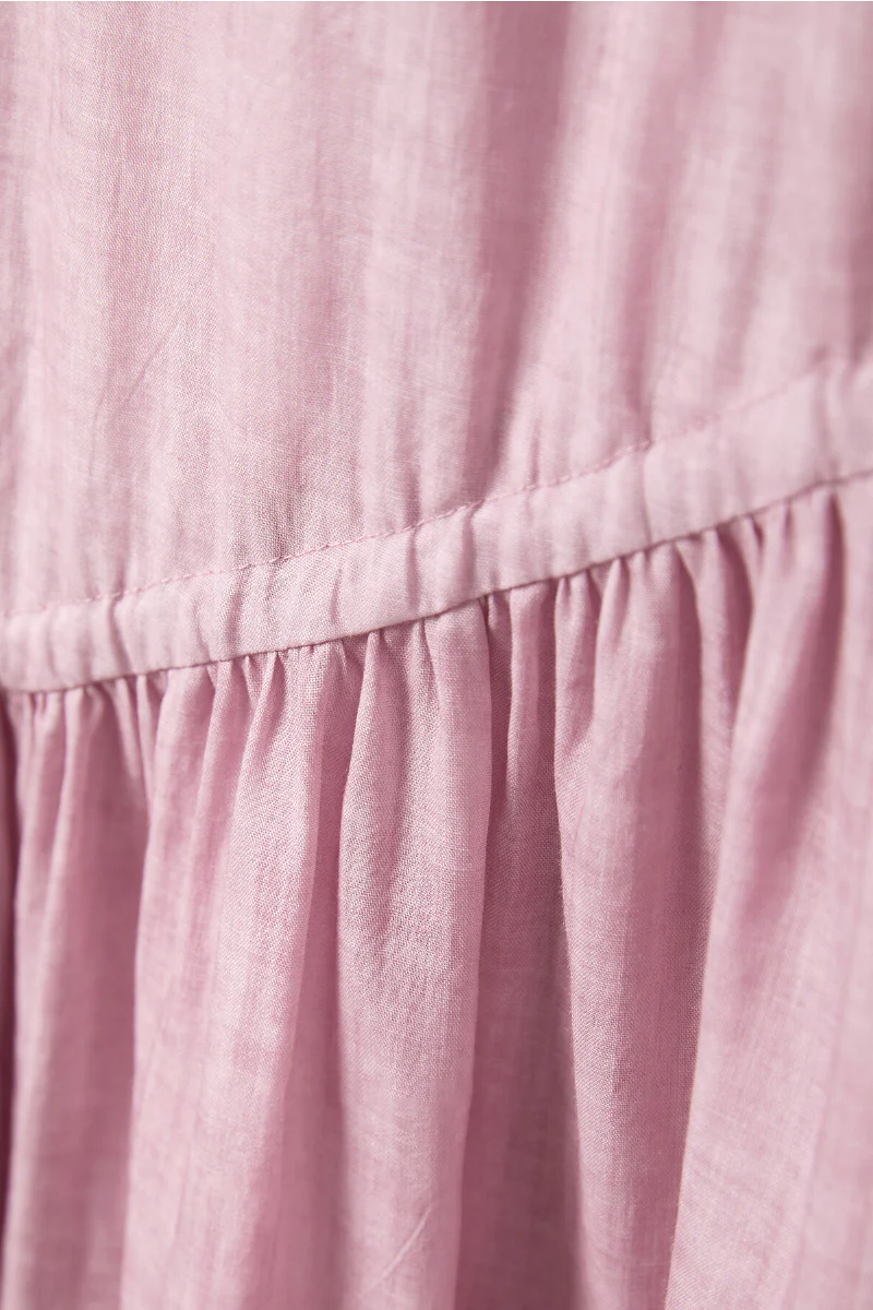 Pink Cotton-Linen Tiered Swing Beach Tank Midi Dress - HBQMJX