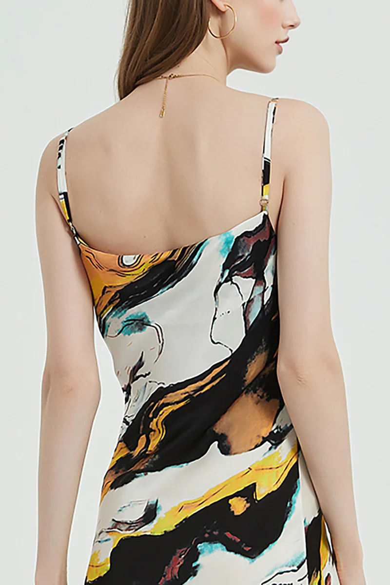 Floral Cowl-Neck Midi Slip Dress in Triacetate-Blend - HBQMJX