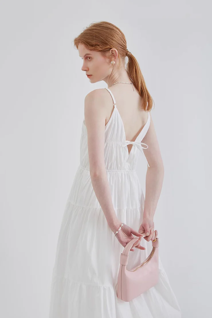 French Style Spaghetti Strap Vacation Maxi Dress - HBQMJX