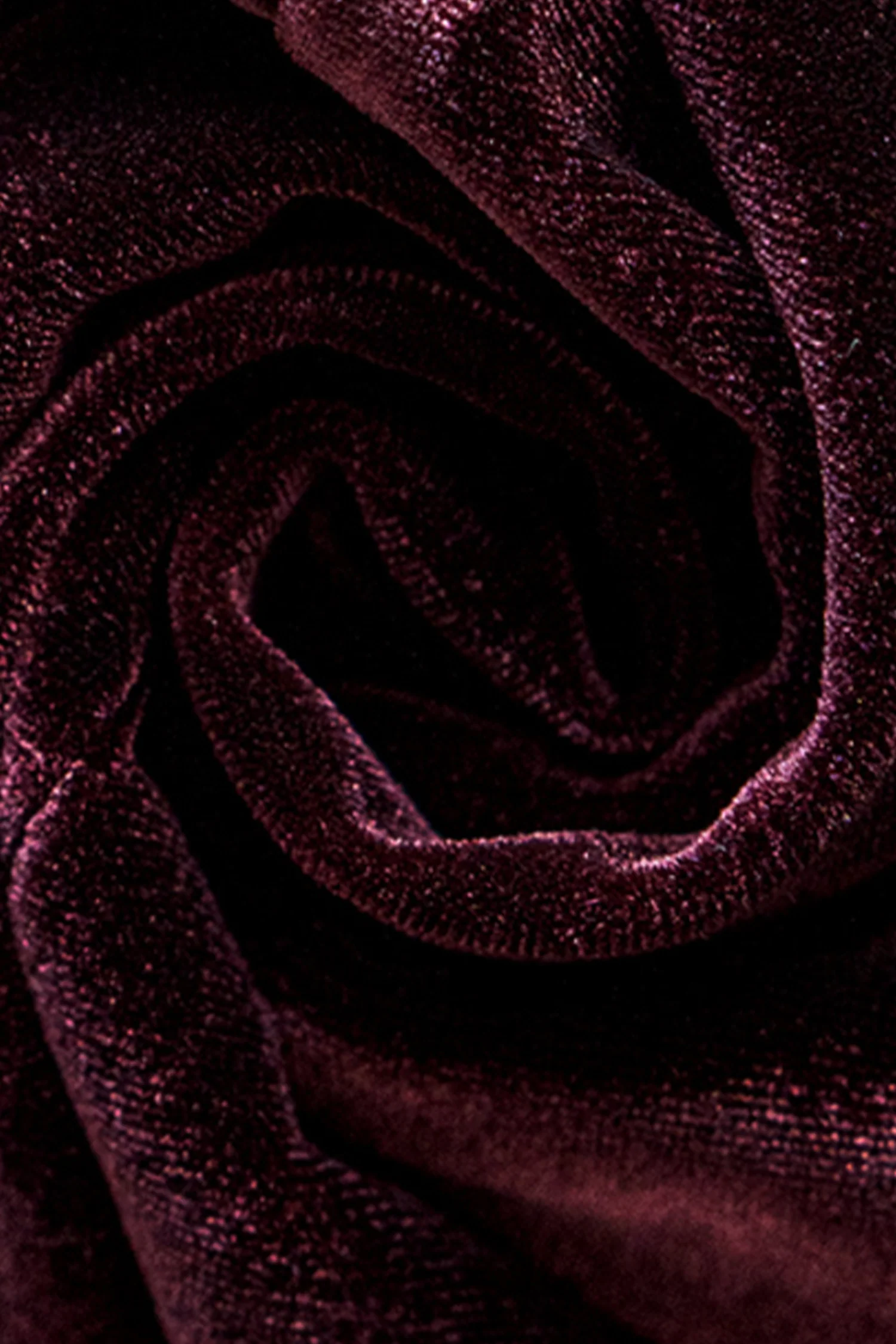 Burgundy Velvet Long Sleeve V-Neck Midi Dress - HBQMJX