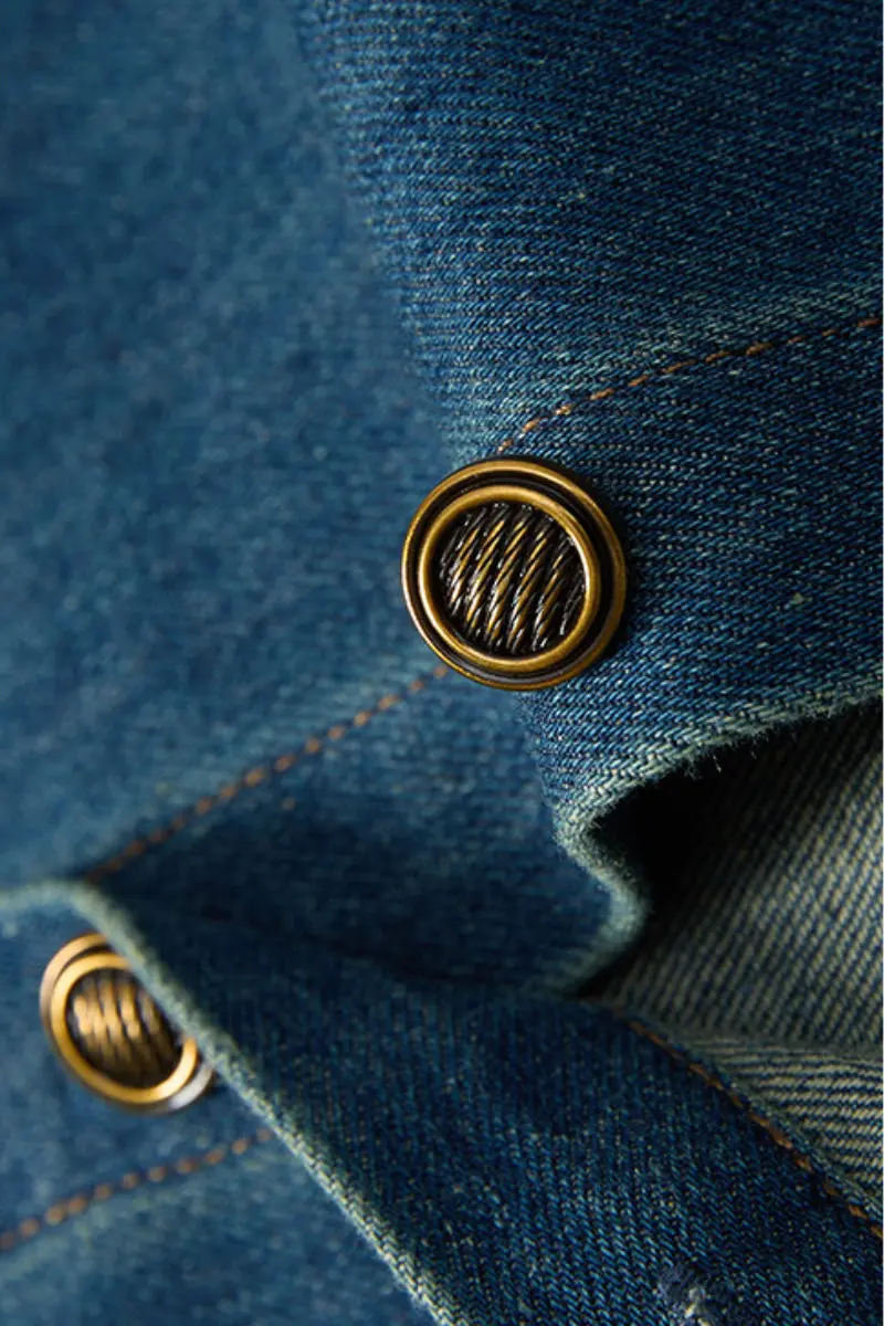 Denim Sleeveless A-Line Midi Shirt Dress - JIEEQQ