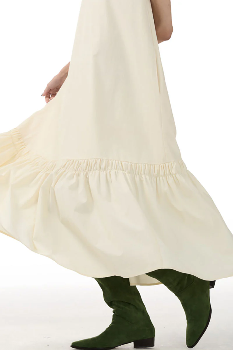 Relaxed Sleeveless A-Line Tiered Maxi Dress - HBQMJX