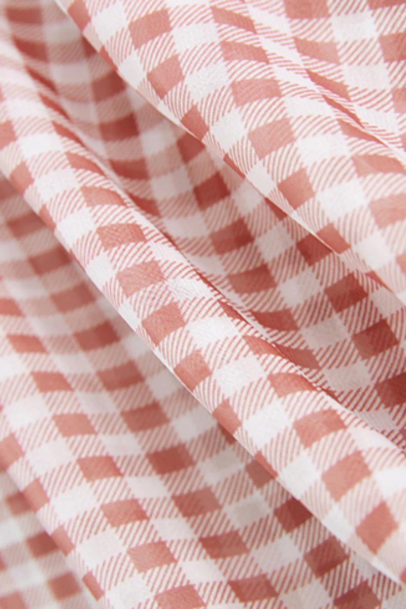 Picnic Gingham Tie-Front Ruffle-Neck Midi Dress - HBQMJX