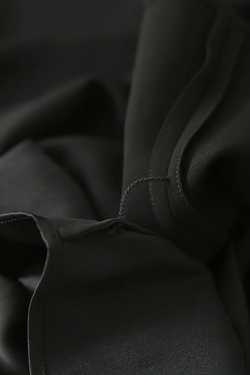 Black Triacetate V-Neck Gathered Waist Midi Dress - HBQMJX