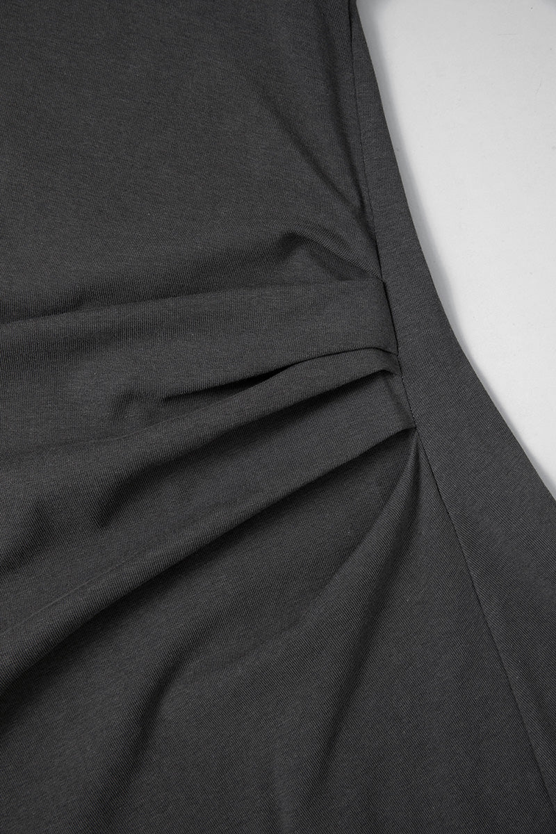 Sage Green Ruched-Waist T-Shirt Midi Dress - HBQMJX