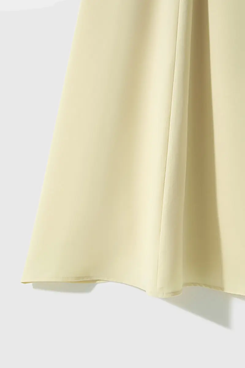 Yellow Triacetate V-Neck Gathered Waist Midi Dress - HBQMJX