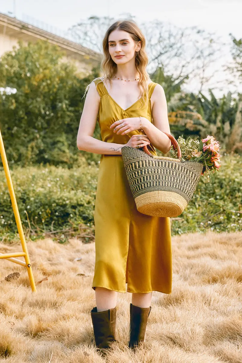 French-Inspired 19 MM Silk Crepe-Back Sleeveless Midi Dress - HBQMJX