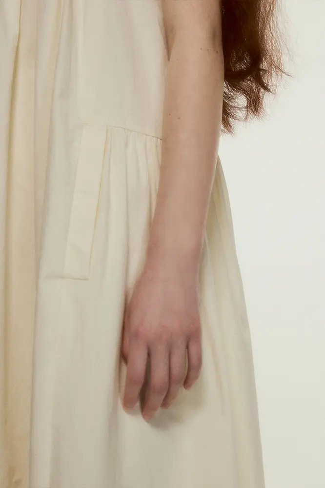 Rib Knit Collar Creamy White Midi Dress - HBQMJX