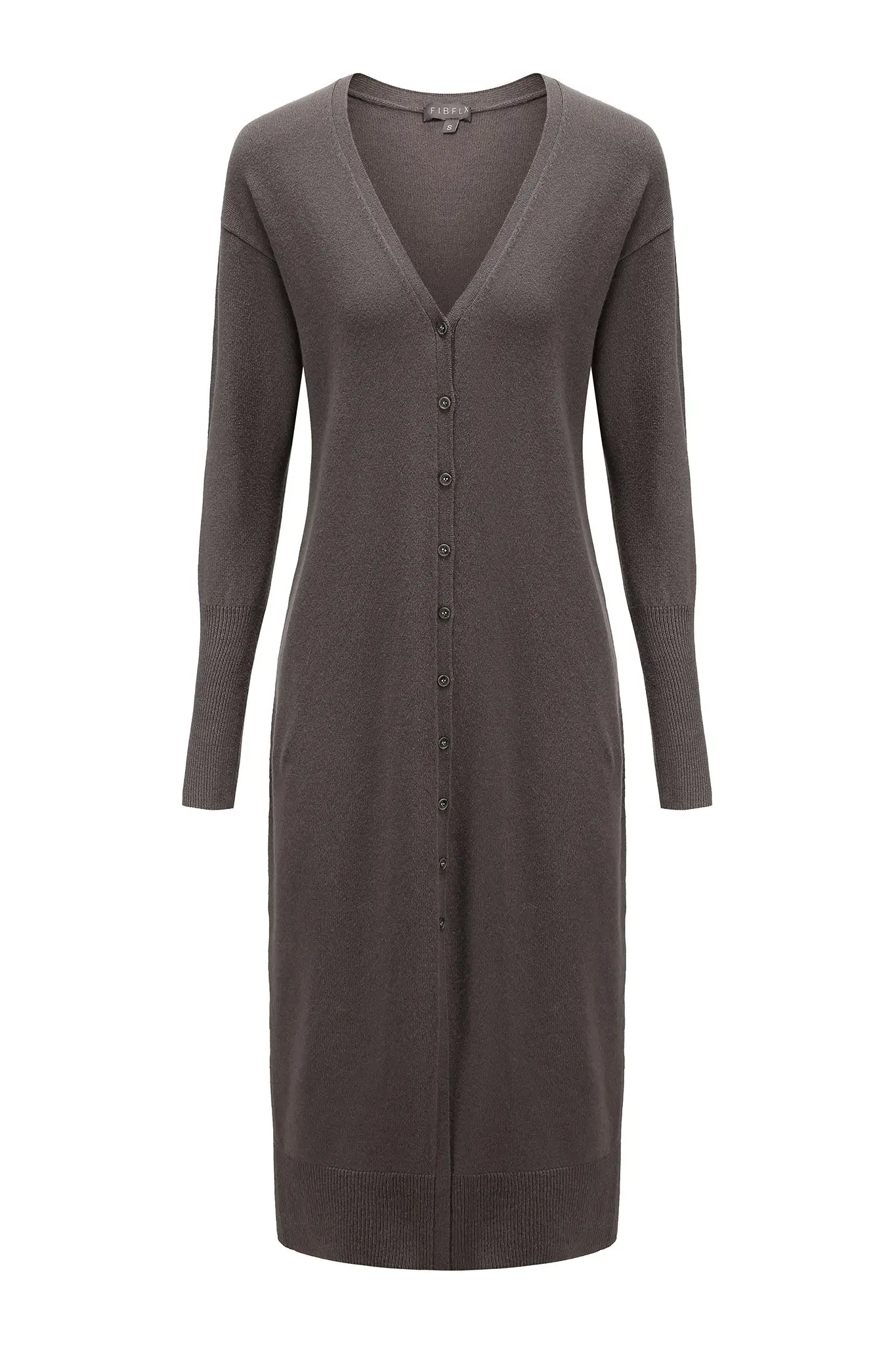 V-Neck Cardigan Sweater Dress in Merino Wool - HBQMJX