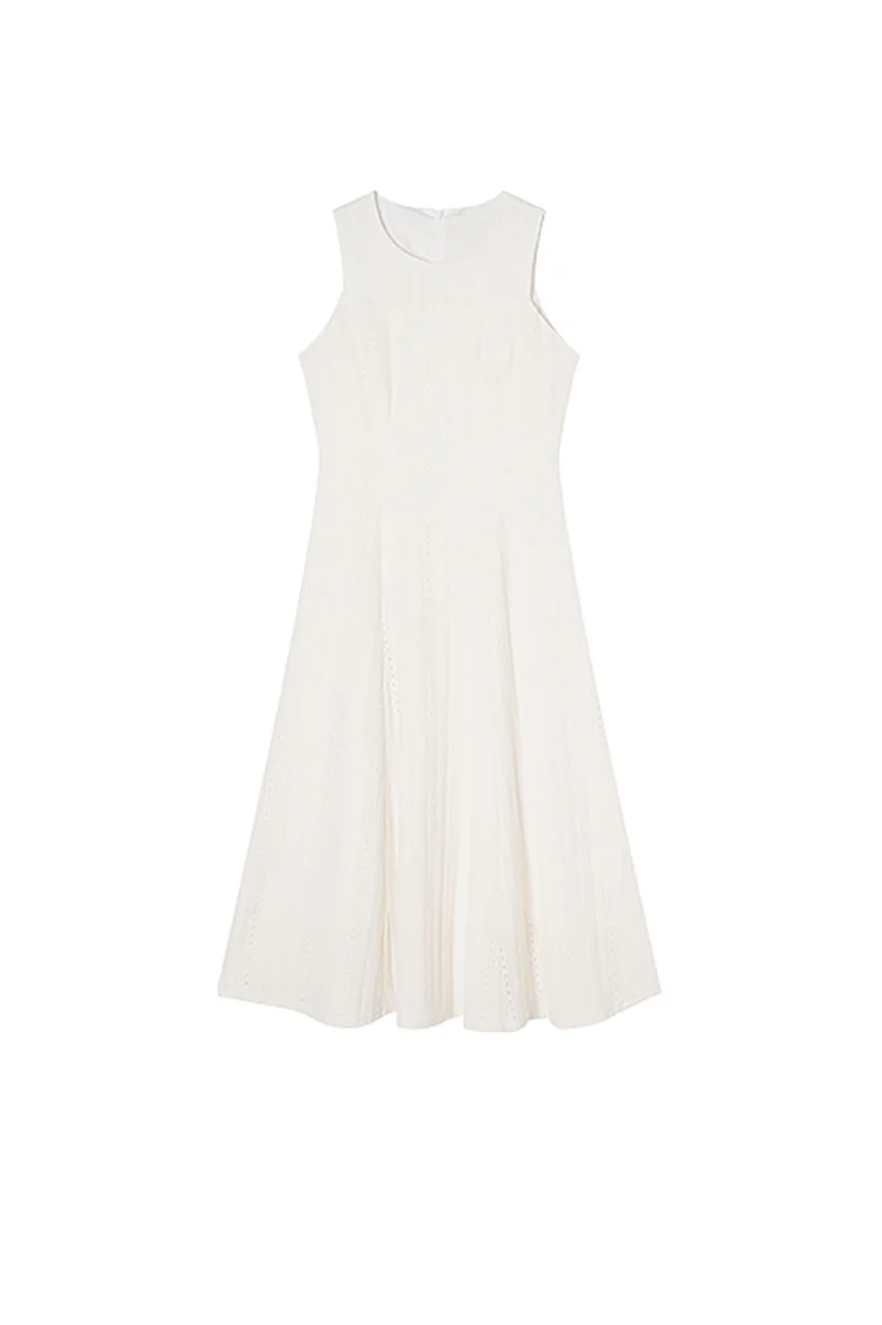 White Embroidered Lace Fit & Flare Midi Dress - HBQMJX