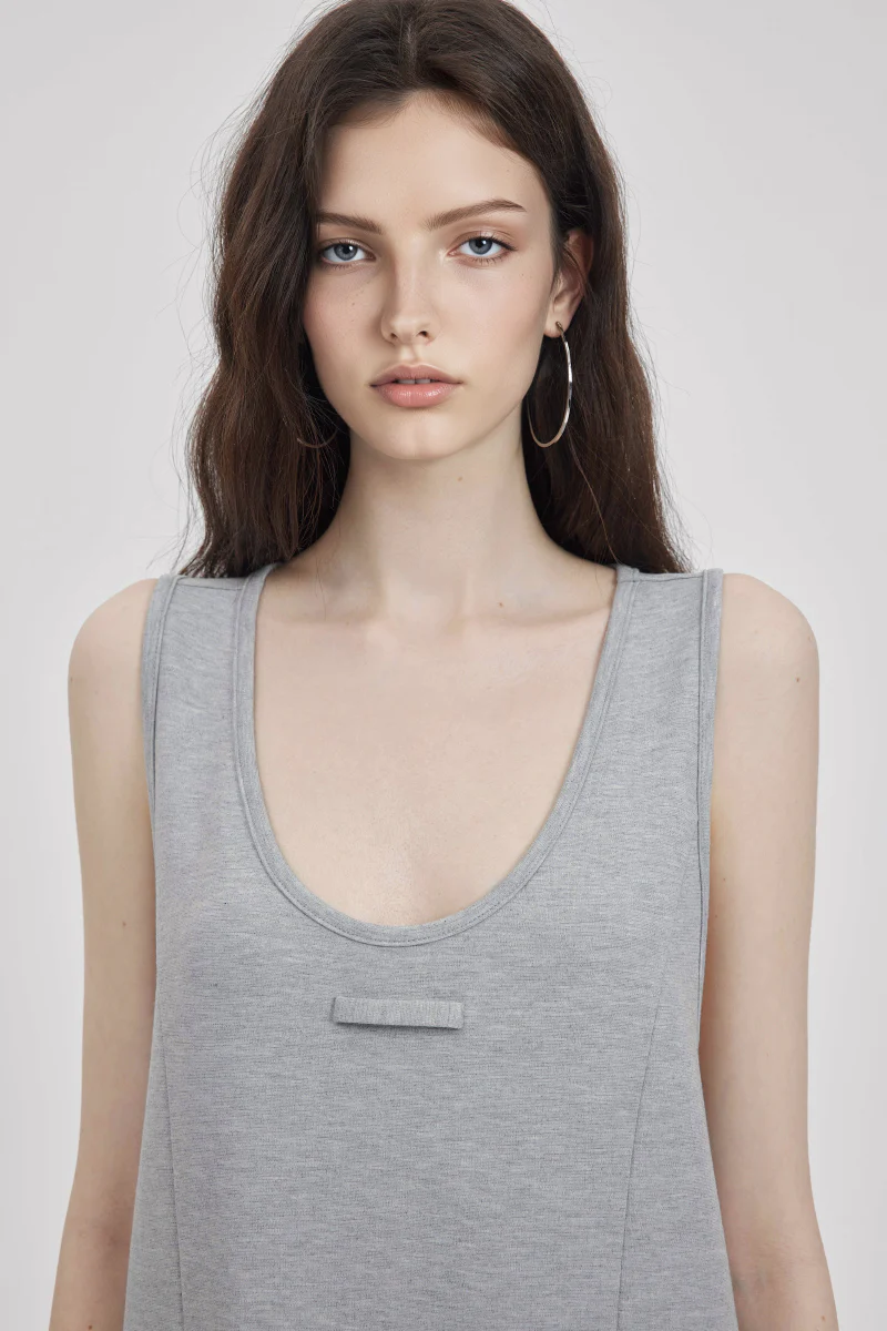 Casual Sleeveless Maxi Tank Dress with Back Twist - HBQMJX