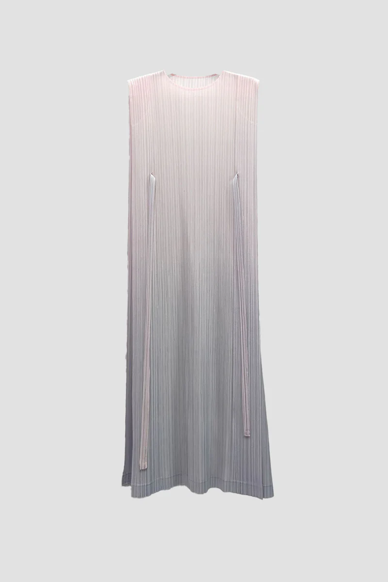 Ombre Pleated Sleeveless Midi Dress - HBQMJX
