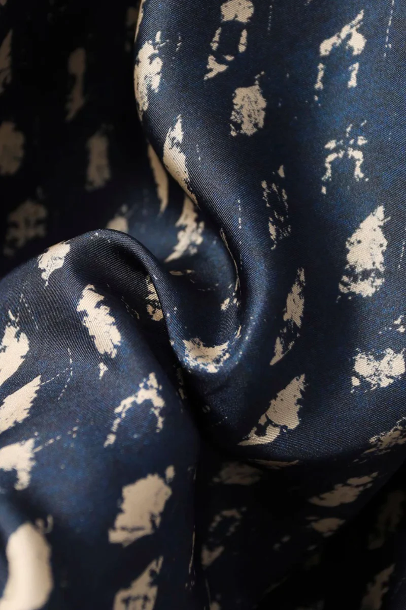 100% Silk Twill Printed Trapeze Midi Dress - HBQMJX