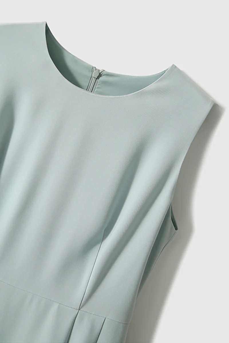 Elegant Acetate Sleeveless Fit & Flare Midi Dress - HBQMJX