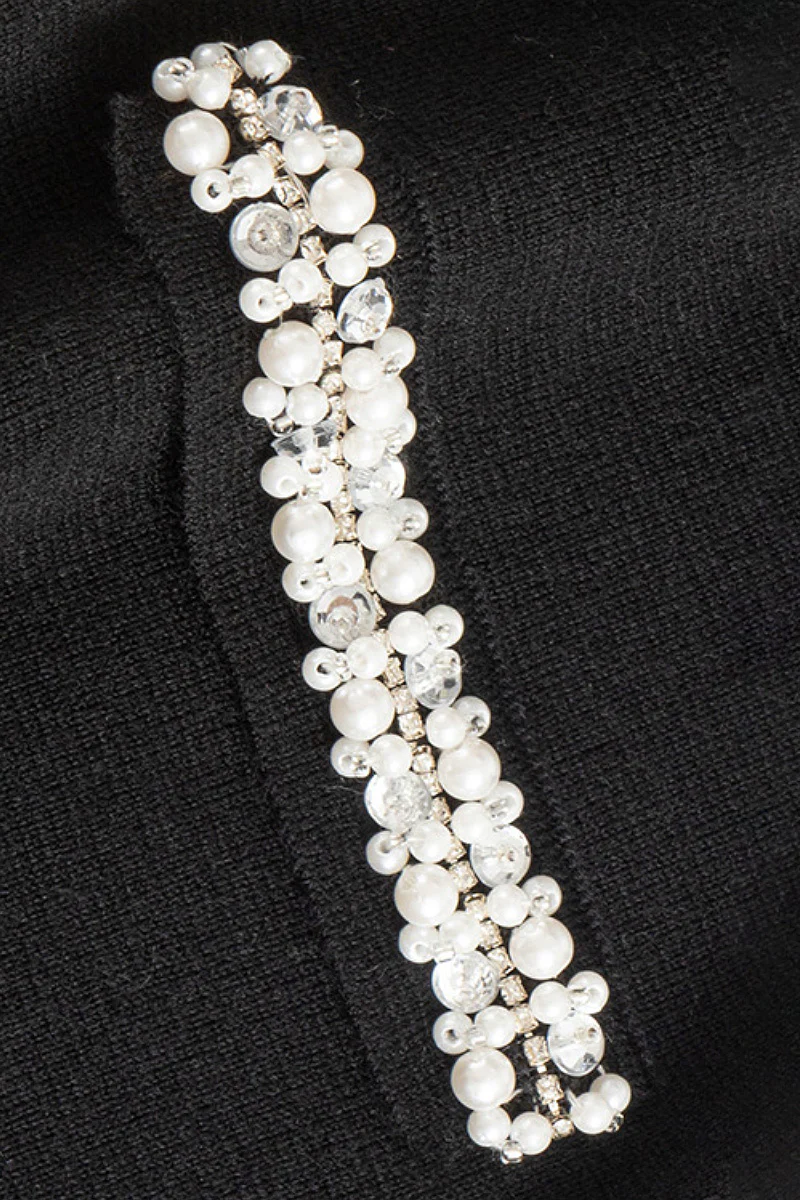 French Sleeveless Handmade Embellished Knit Midi Dress - HBQMJX