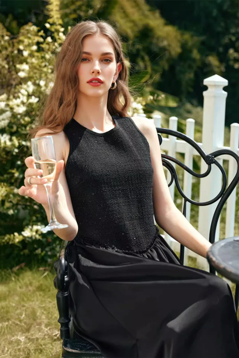 Black Sleeveless Fit & Flare Maxi Dress - HBQMJX