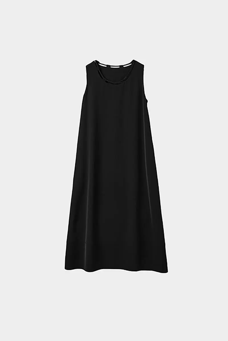 Black Row-Style Sleeveless Midi Dress - HBQMJX