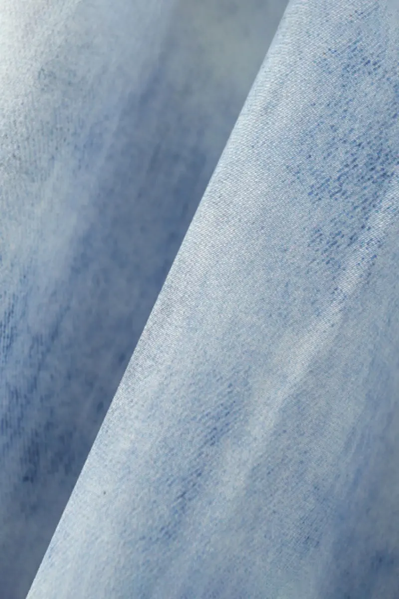 100 Mulberry Silk Blue Tie Dye Shirt Midi Dress - HBQMJX