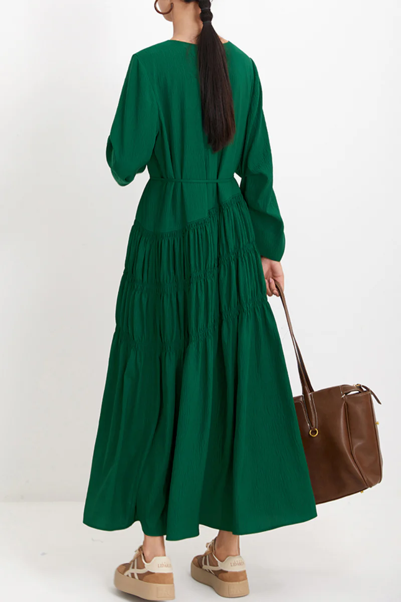 Forest Green Long-Sleeve Maxi Dress - HBQMJX