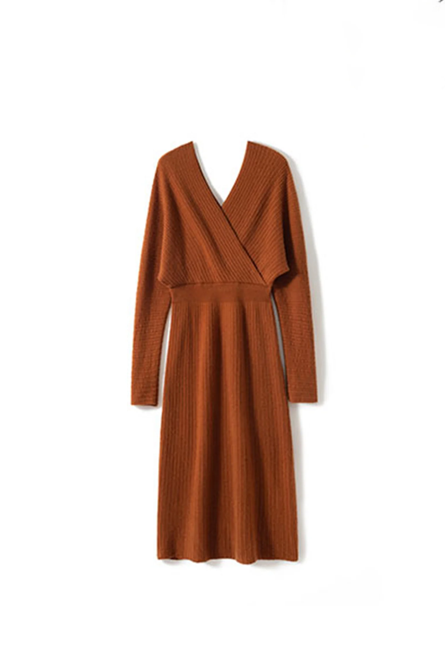 Ultrasoft Cashmere-Wool Long Sleeve Wrap Sweater Dress - HBQMJX