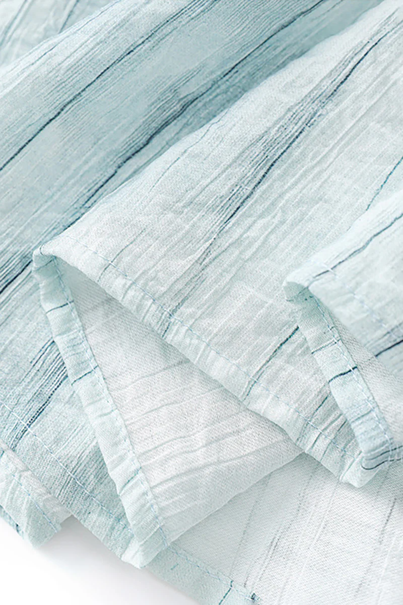 Tie-Dye Textured Cap-Sleeve Midi Dress in Light Blue - HBQMJX