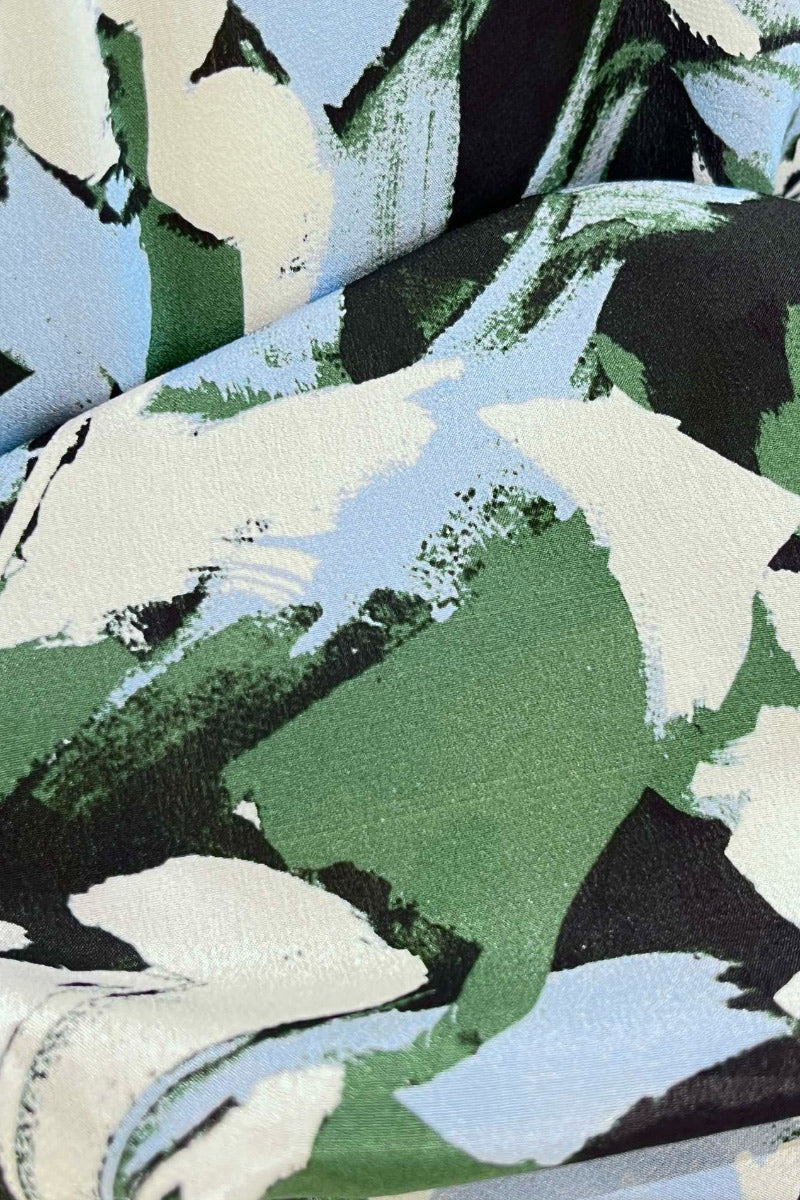 100 Mulberry Silk Floral Balloon-Sleeve Tie-Waist Midi Dress with Pockets - HBQMJX